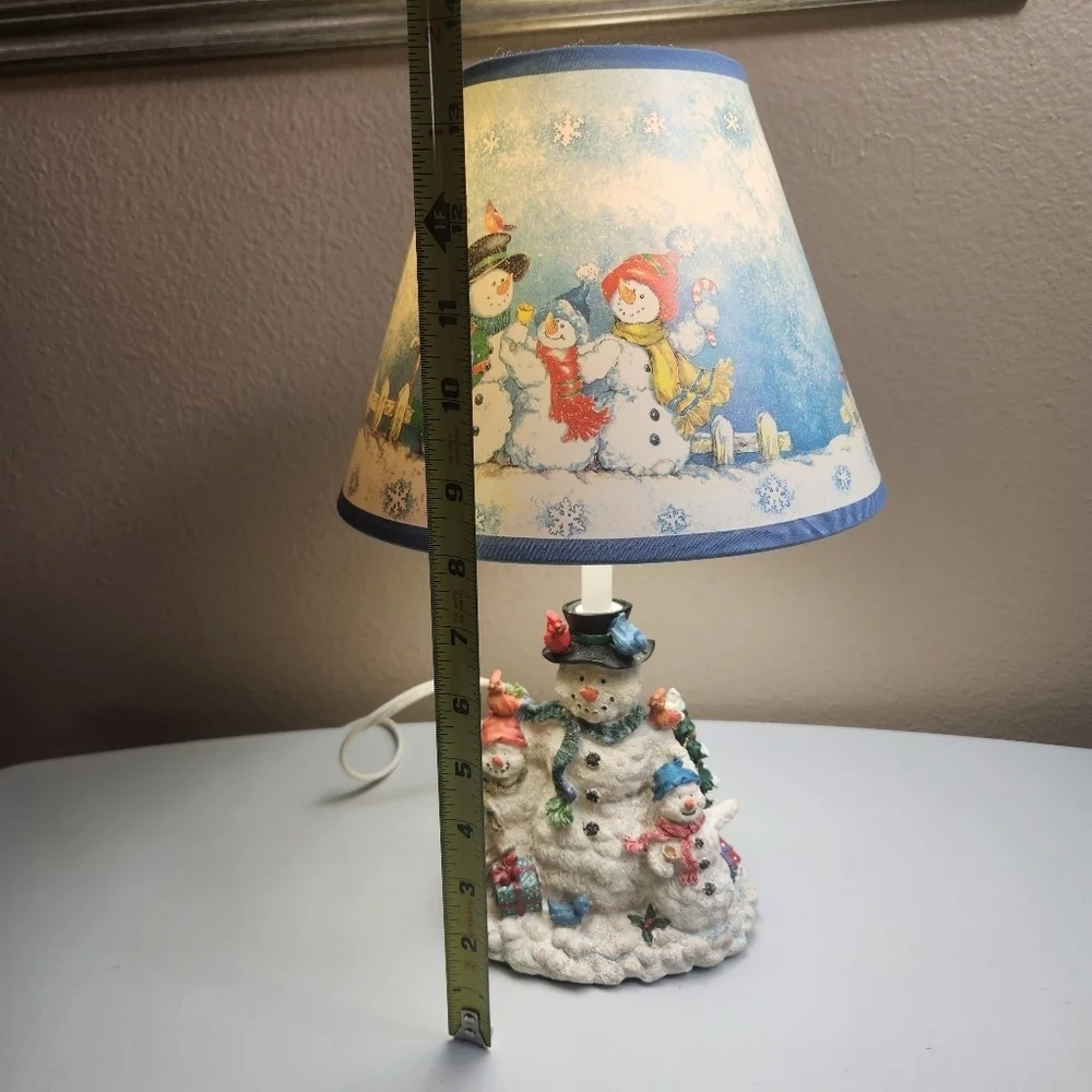 Jolly Snowman Family Christmas Table Lamp w/Shade